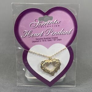 Heart Pendant Necklace 18k Gold Layered Austrian Crystal 18" Sorrento Collection